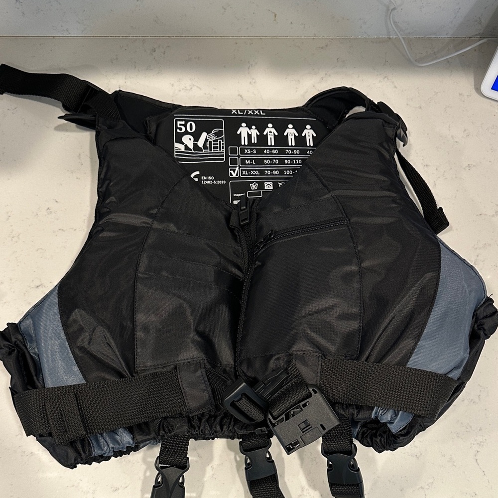 Men's Black and Gray Life Vest Jacket